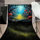Aperturee Aperturee Fairytale Mushroom Forest Sweep Photo Backdrop Whimsical Red Fungi Path Enchanted Woods Scenery Photo Prop